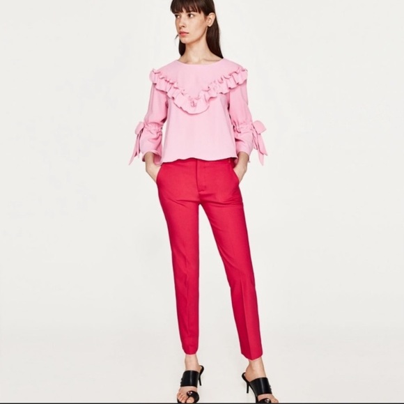 Zara Tops Zara Pink Ruffle Top Poshmark